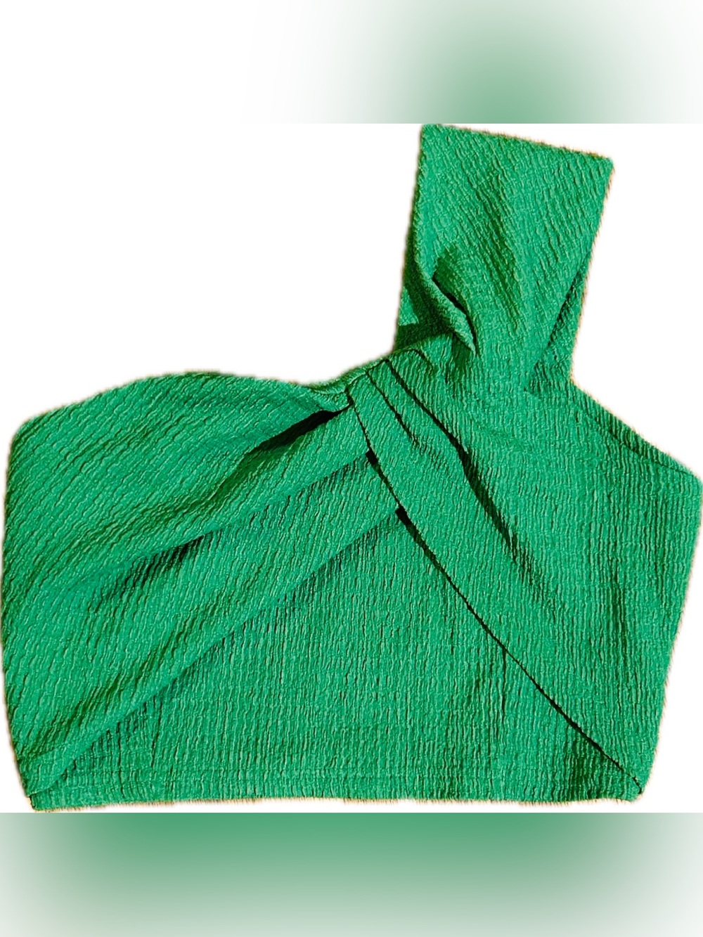 SHEIN green asymmetric one-shoulder twist-front crop top - women’s 6